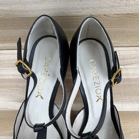 Capezio Closed Toe T-Strap Chorus Black Dance Character Shoes Women's Size 7W - Picture 6 of 13